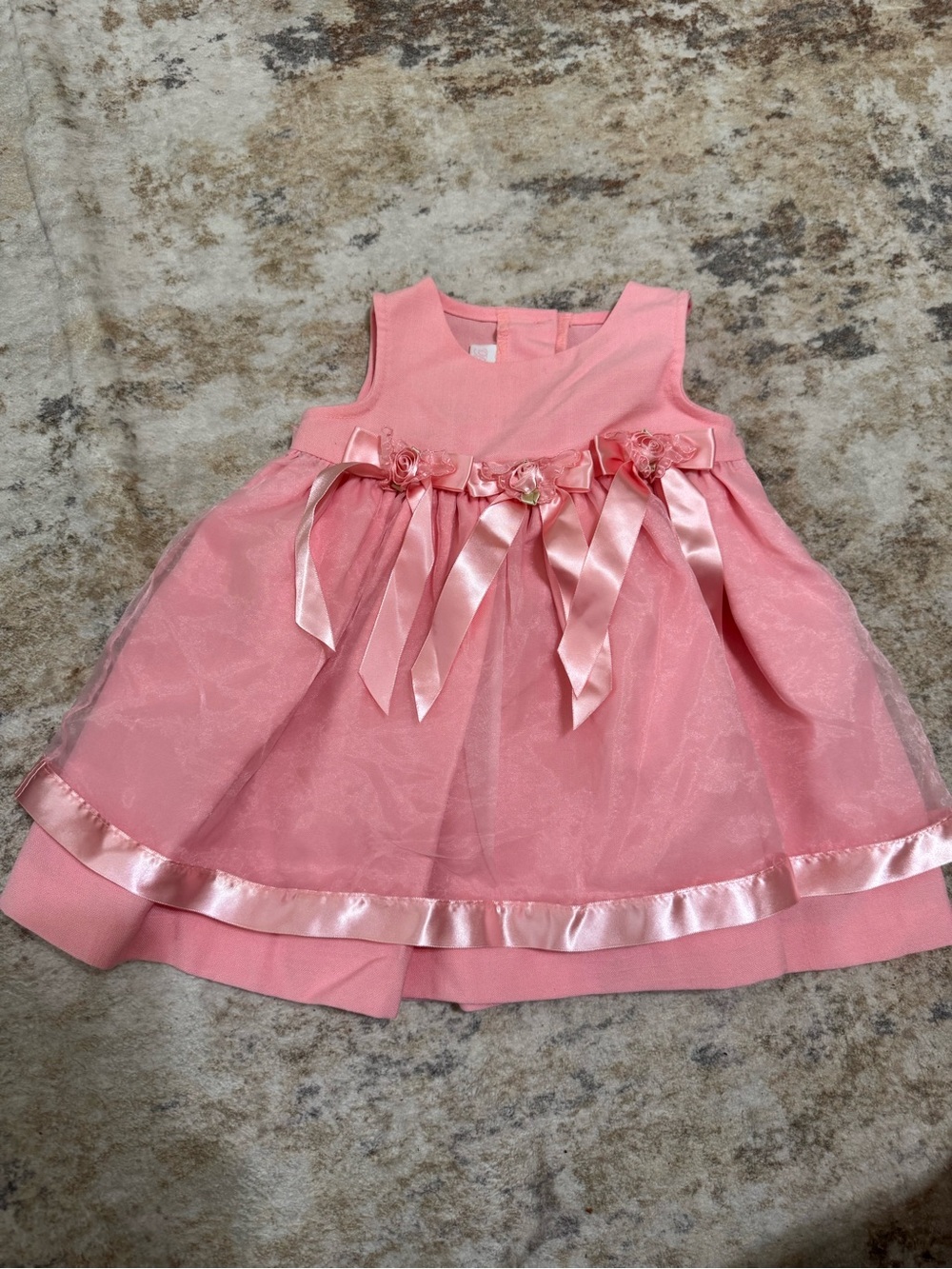 Bonnie Baby Girl Pink Formal Dress - Size 12 Months - Rosettes & Organza